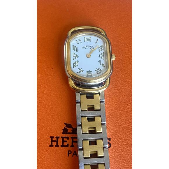 Hermès Two-Tone Stainless Steel & Gold Watch - Picture 5 of 15